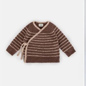 Three-Piece Brown Striped Set - Wrap Top, Camisole & Cardigan Cozy Soft 6-9Month